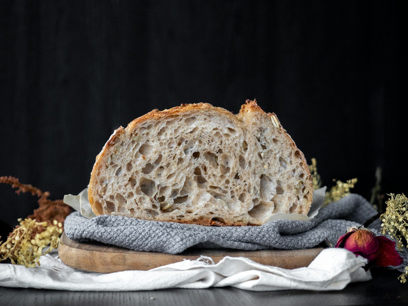 Rustic sourdough bread cross section